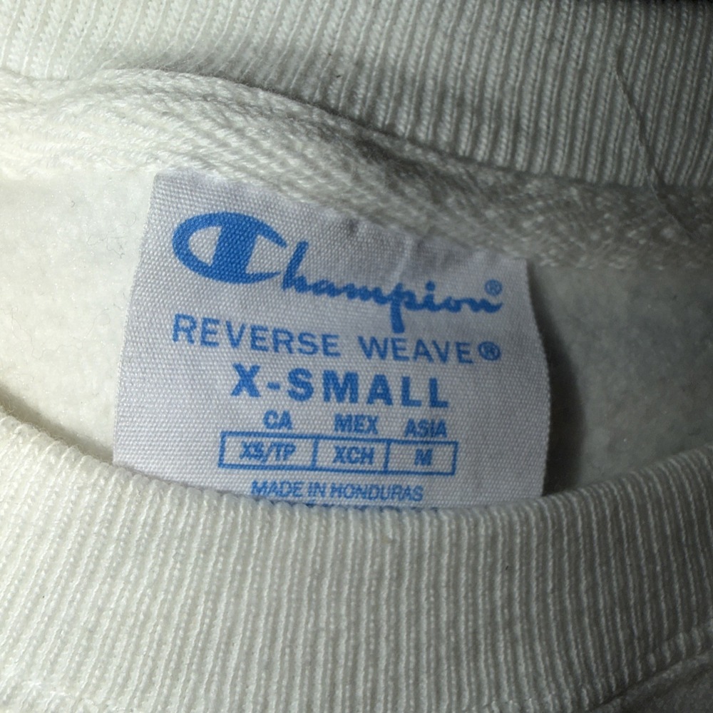 Champion Reverse Weave Cropped Crewneck Sweatshirt Womens XS Cream Spellout Logo - Picture 4 of 11